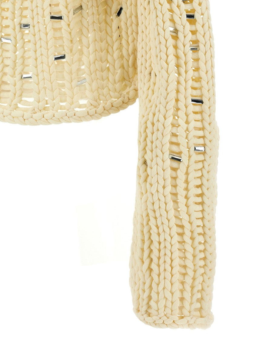 Ermanno Scervino Cropped Knitted Openwork Sweater