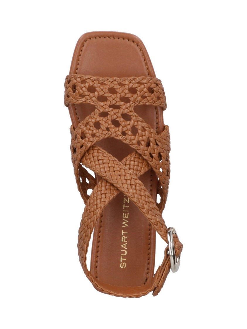 Stuart Weitzman "Thea" Slingback Sandals – Brown
