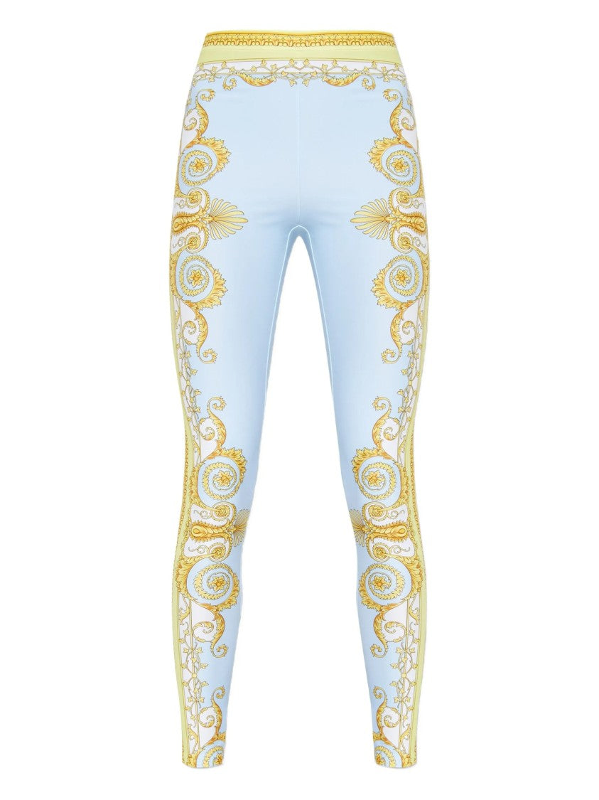 Versace Light Blue Baroque Pattern Work-Out Leggings