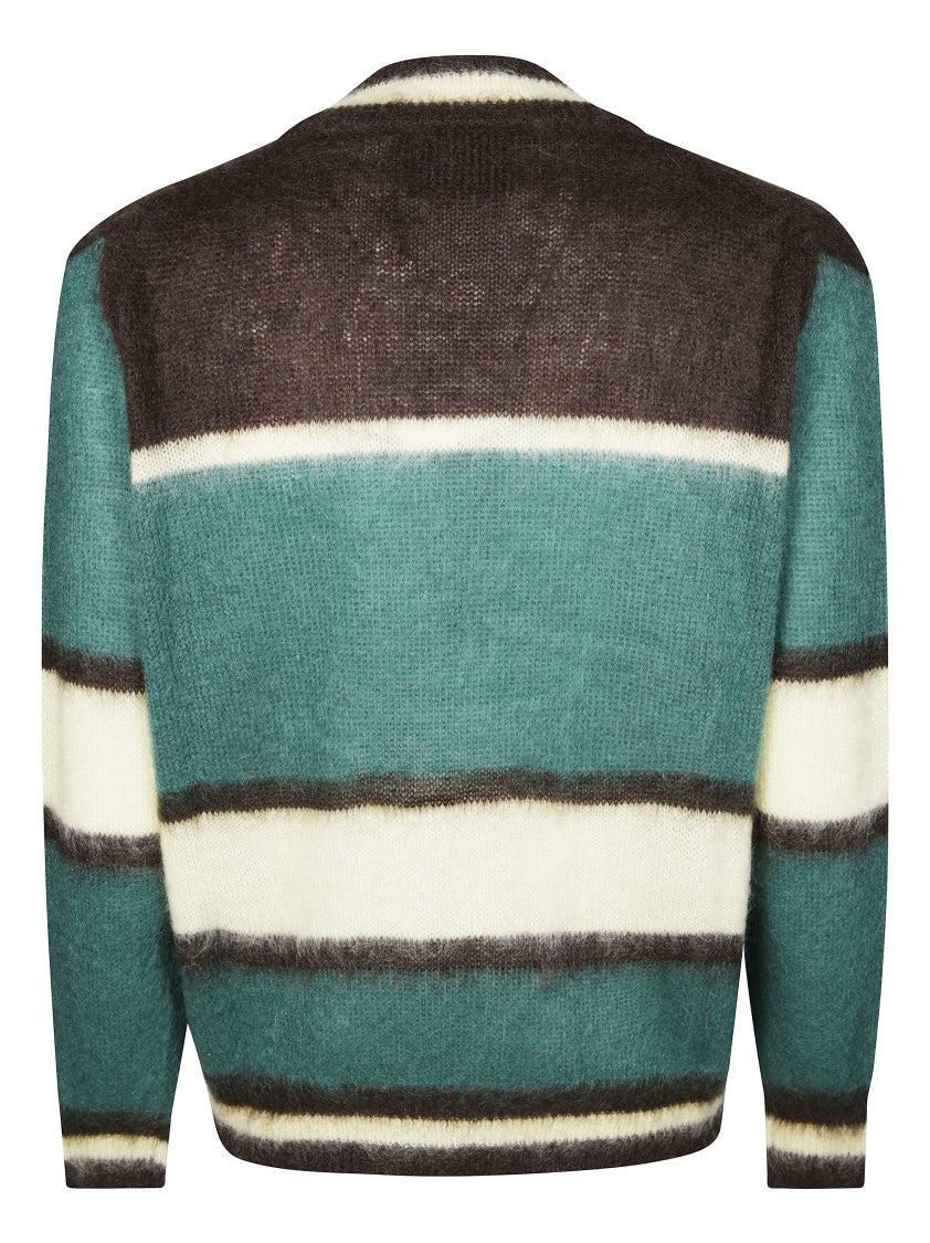 Amaranto Buttoned Cardigan With Macro Stripes