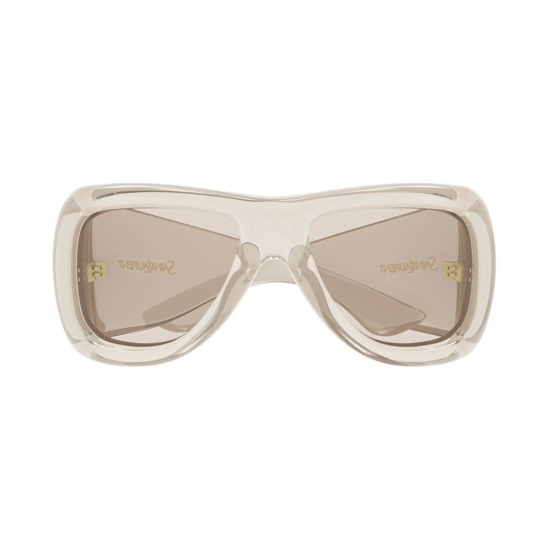 Saint Laurent Oversized Rectangular Frame Sunglasses With Translucent Beige Tint