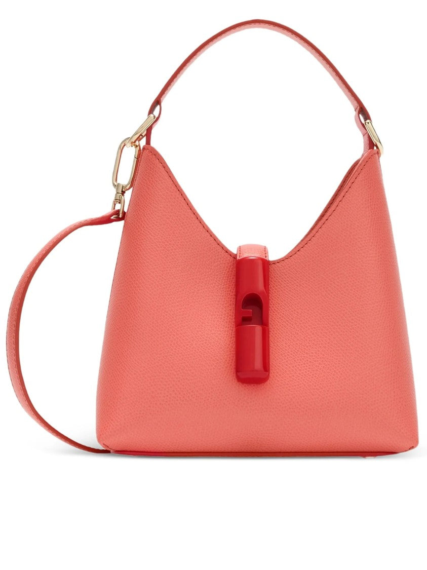Furla Iride Mini Hobo Red Textured Leather Bag