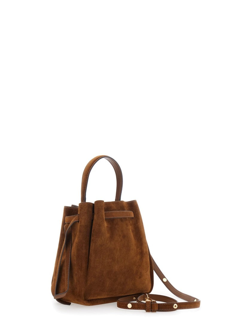Tory Burch Structured Brown Suede Handbag