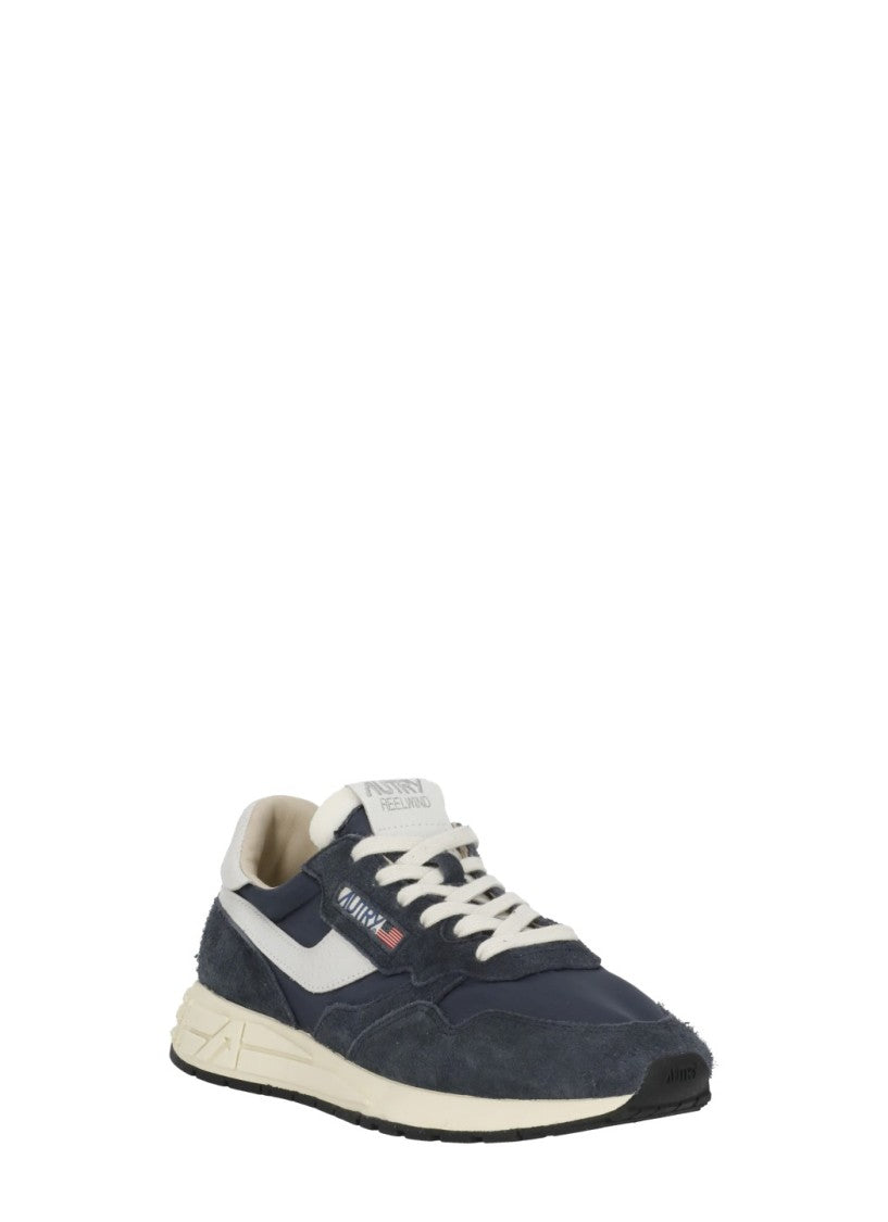 Autry Blue Reelwind Low Pebbled Leather Sneakers