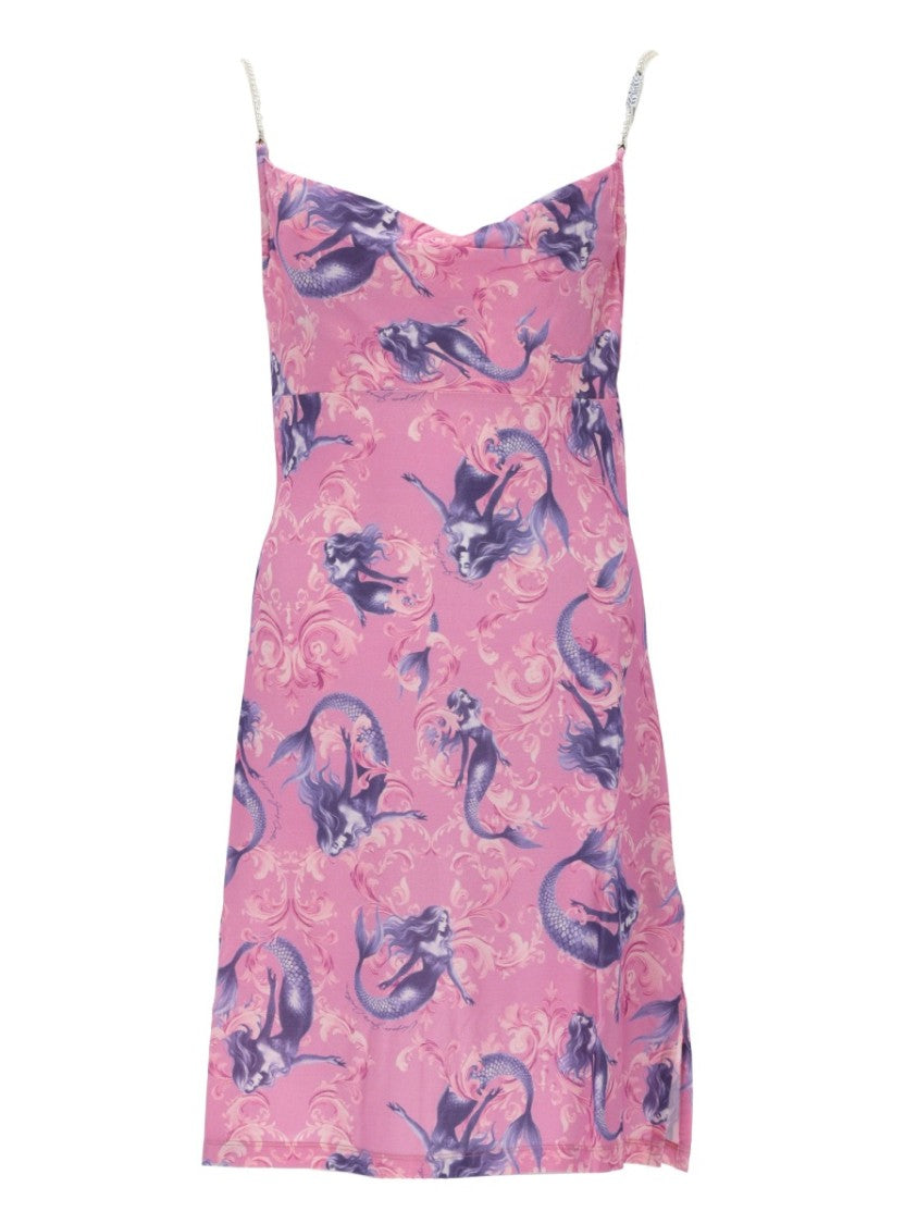 Versace Jeans Couture Pink Mermaid Print Satin Mini Dress