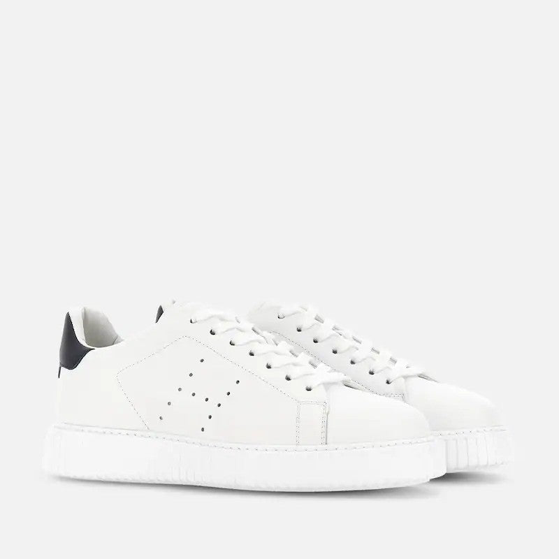 Hogan White Perforated Leather Textured Sole Sneakers