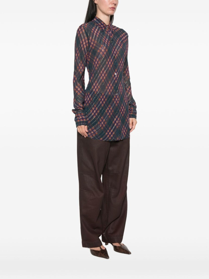 Dries Van Noten Plaid Long-Sleeve Button-Down Shirt
