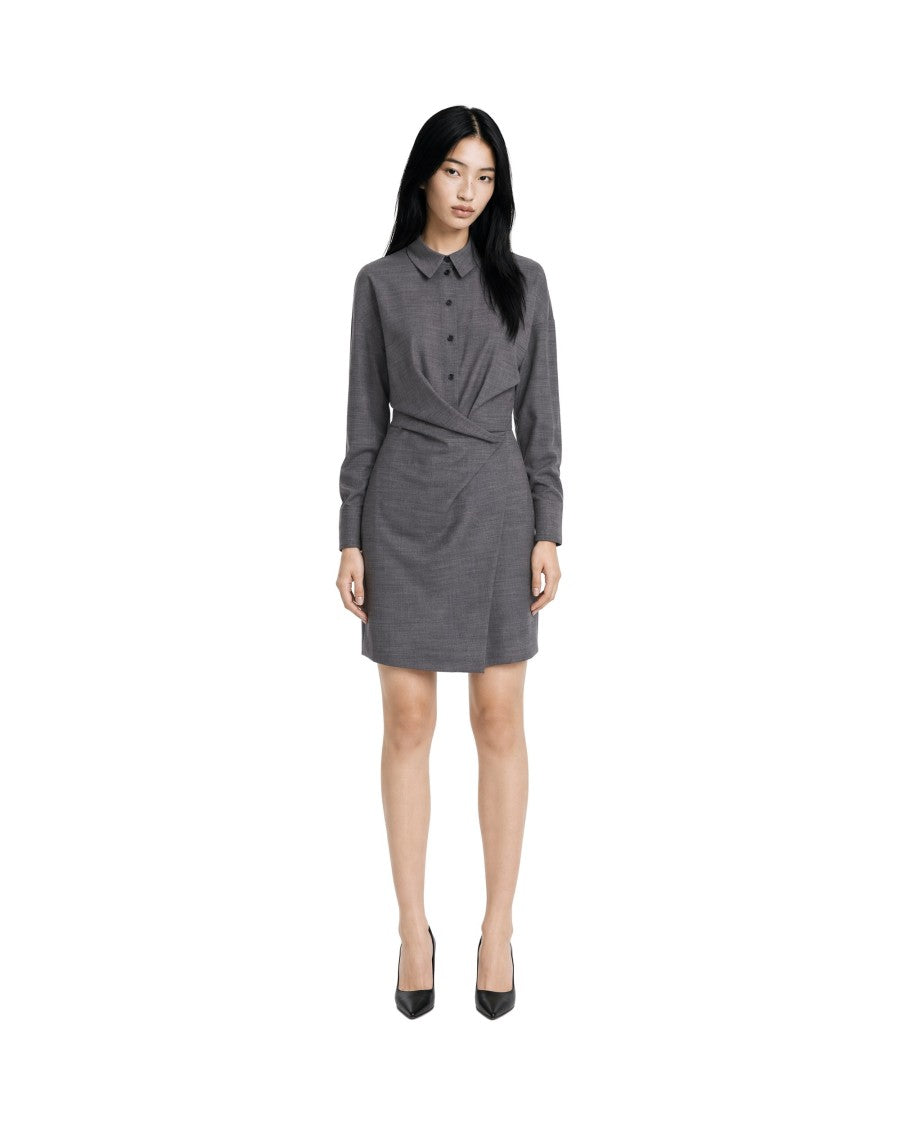 Patrizia Pepe Grey Melange Lyocell-Blend Chemisier Mini Dress
