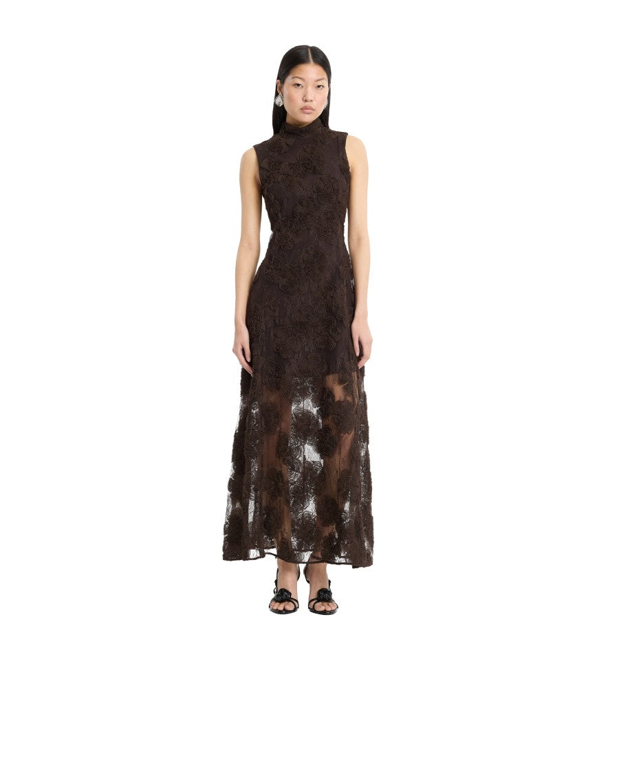 Rotate Molè 3D Flower Mesh Maxi Dress
