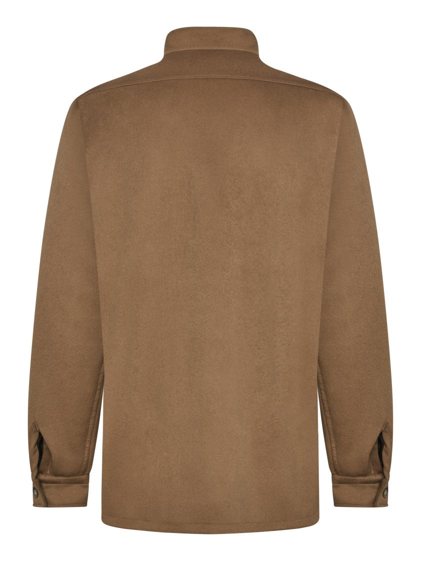 Franzese Collection Structured Beige Casual Jacket With Stand Collar