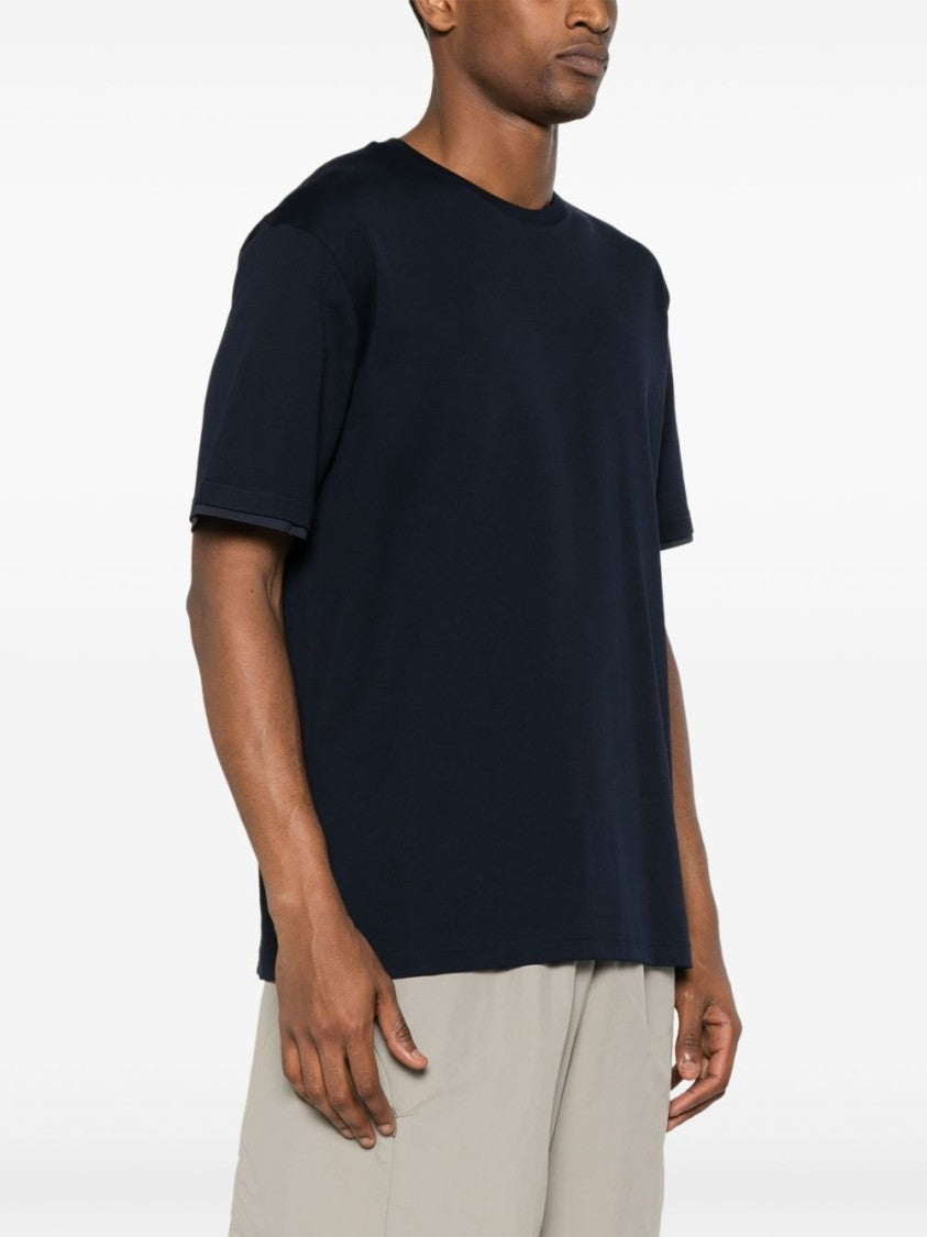Herno Lightweight Midnight Blue Cotton Crew Neck T-Shirt