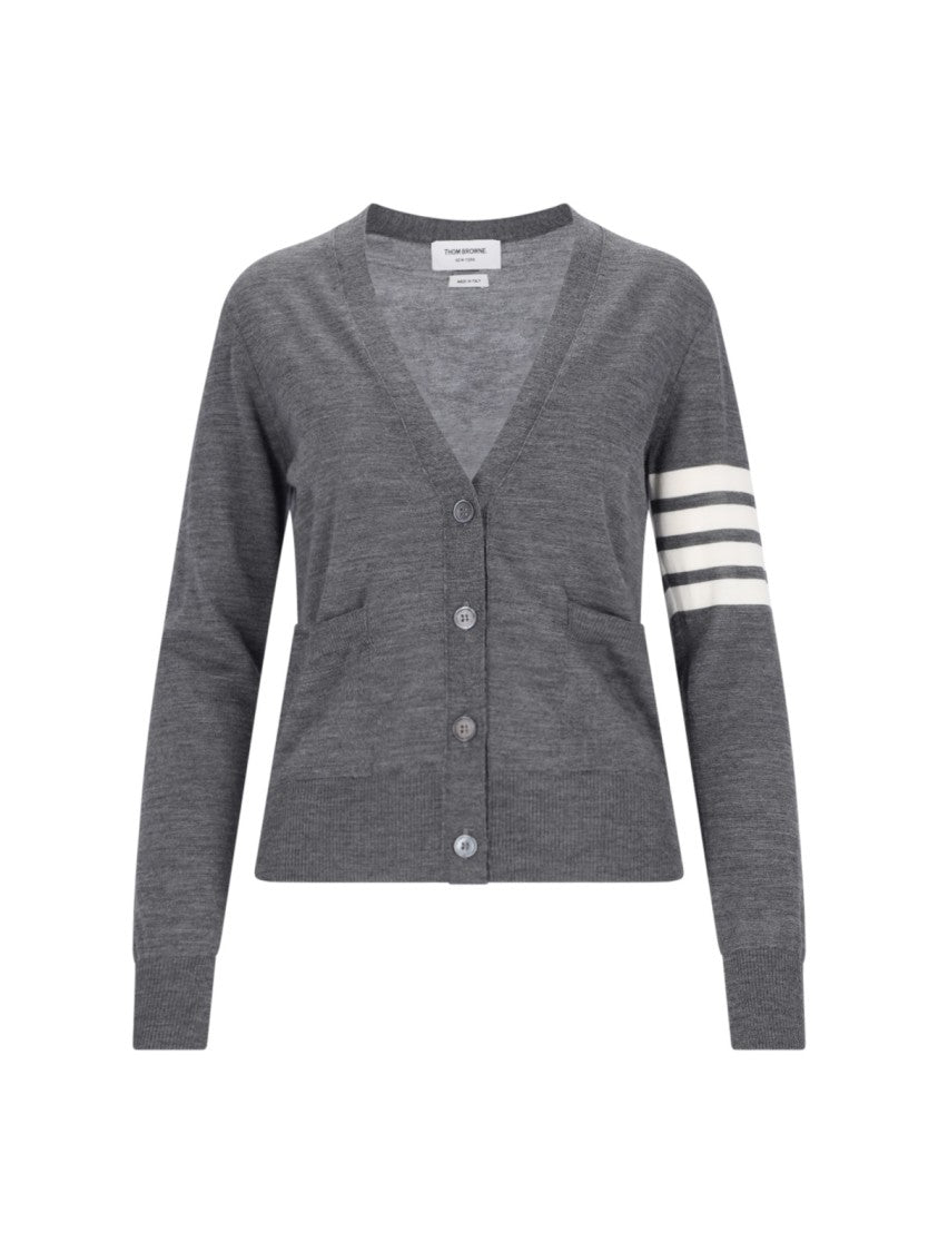 Thom Browne "4-Bar" V-Neck Cardigan – Grey