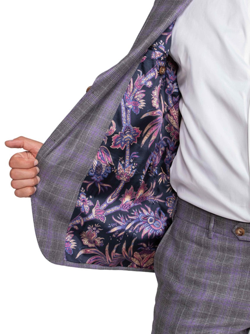 Etro Roma Checkered Paisley Lined Two-Piece Suit
