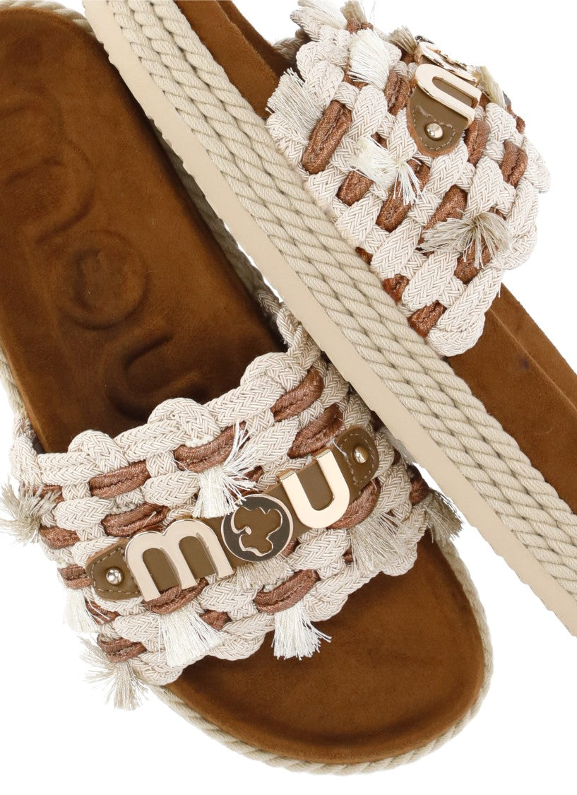 Mou Beige Monoband Woven Band Sandals
