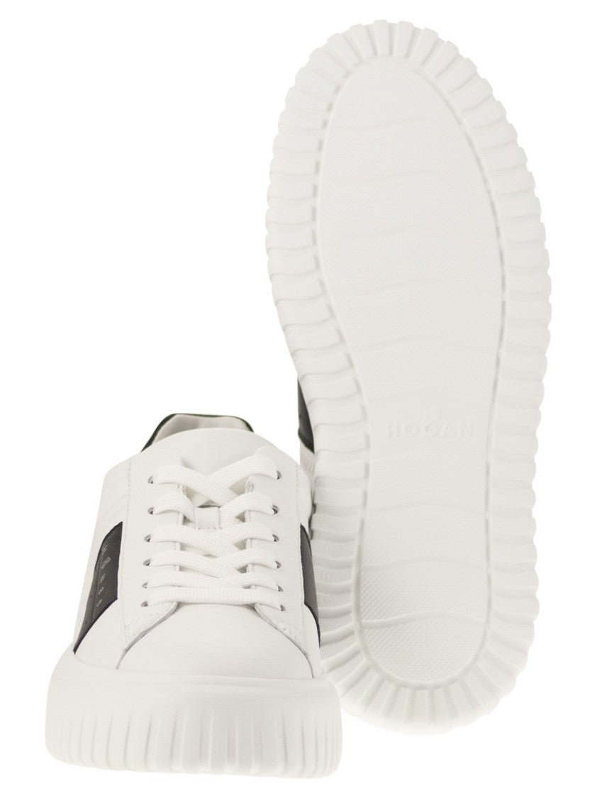 Hogan Sporty Nappa Leather Sneakers With Vertical Stripes