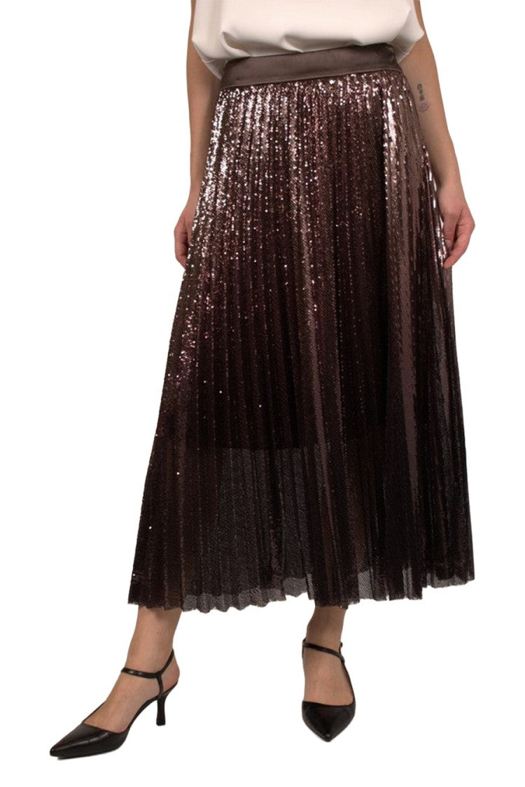 Peserico Brown Crepe Midi Skirt