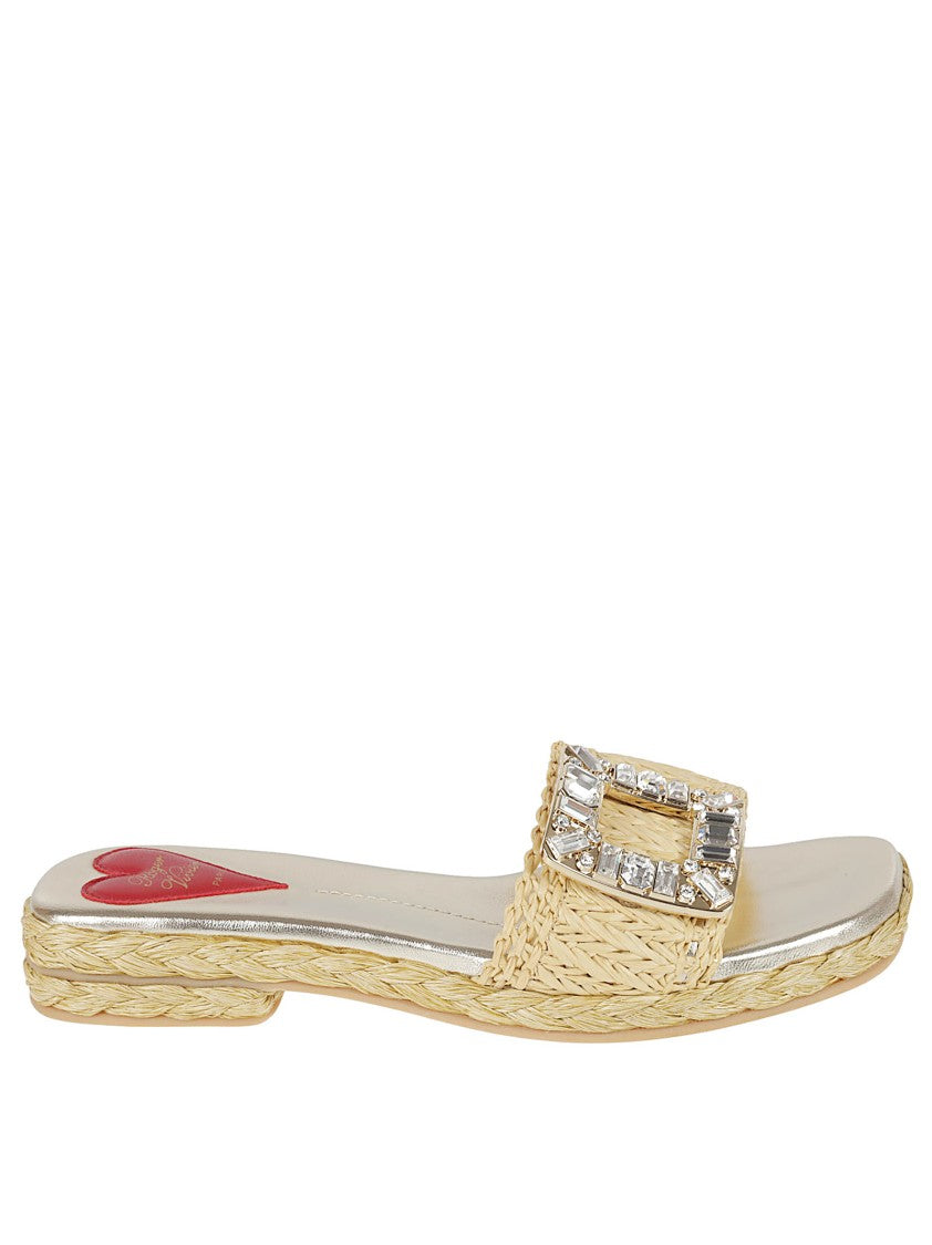 Roger Vivier Woven Sandals With Sparkling Buckle Detail