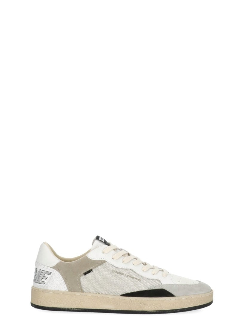 Crime London White Chelsea Used Effect Leather Sneakers