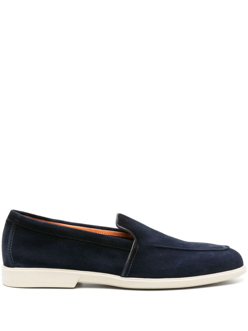 Santoni Blue Leather Loafers With Sleek Design
