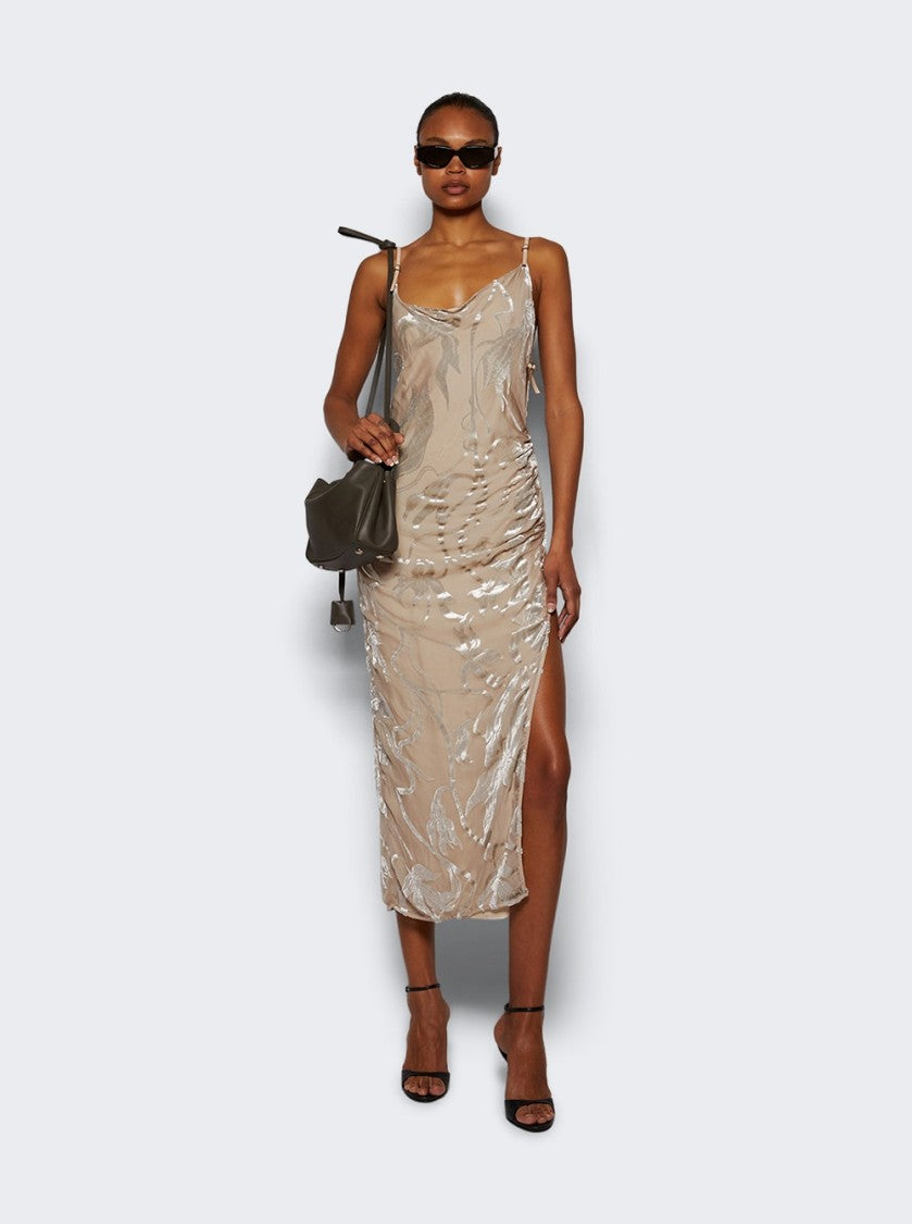 Mugler Asymmetrical Buckled Strap Dress - Champagne