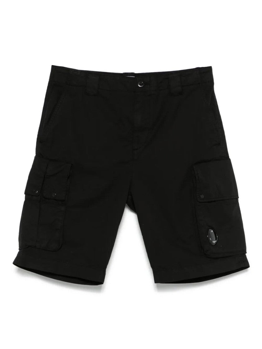 C.P. Company Black Cargo Shorts With Multiple Pockets