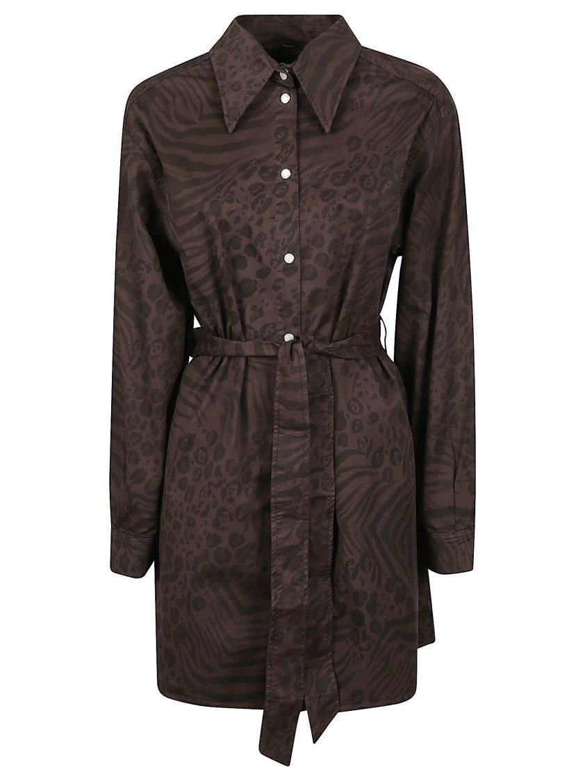 Pinko Balcone Belted Pearl Button Mini Dress