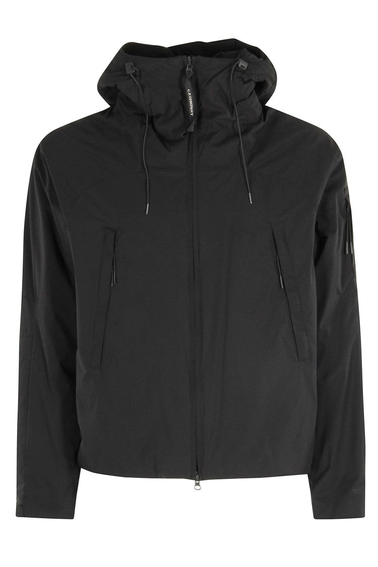 C.P. Company Sleek Black Medium Jacket With Adjustable Hood And Zippered Pockets