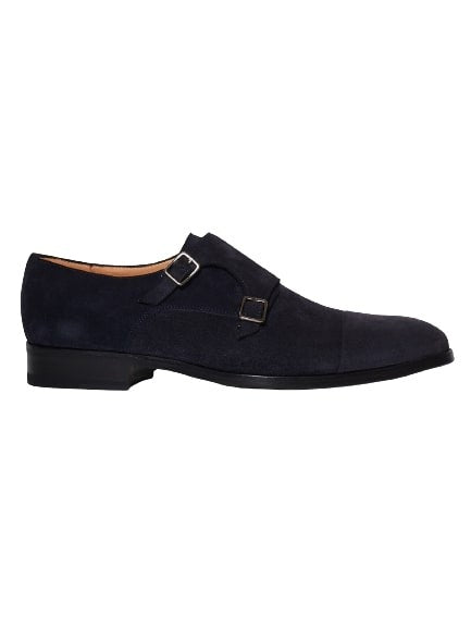 Sutoris Double Buckle Shoe In Blue Suede