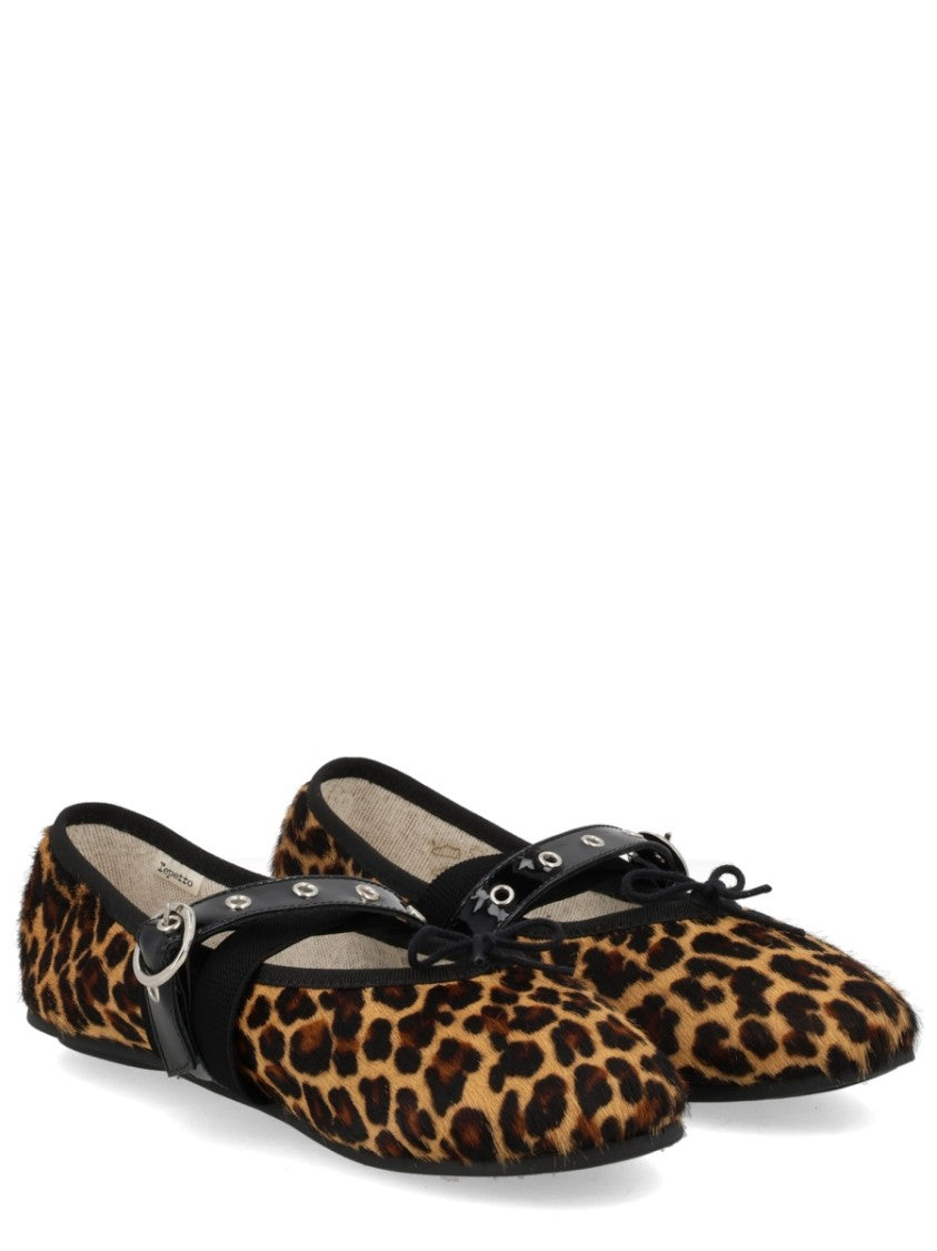 Repetto Multicolor Ballet Twist Leopard Calfskin Flats