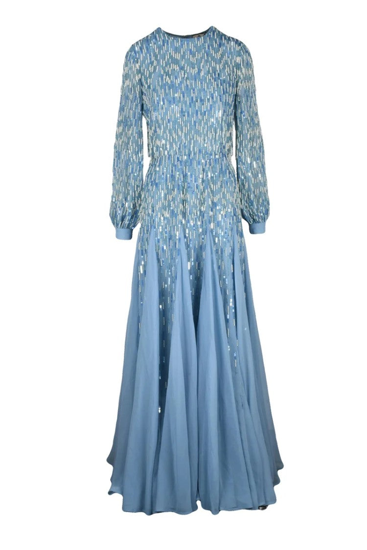 Red Carpet E. Franchi Sequin Dress - Light Blue