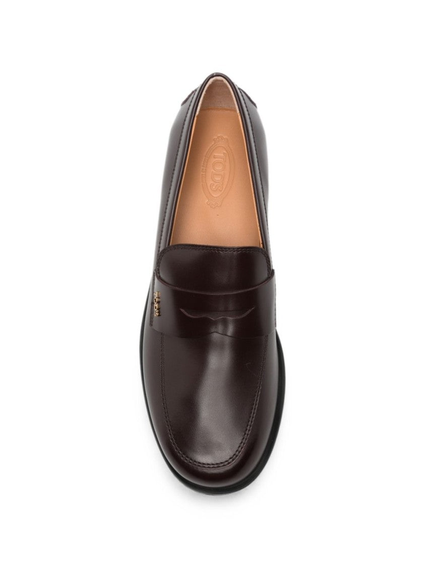 Tod's Black Polished Leather Penny Loafers