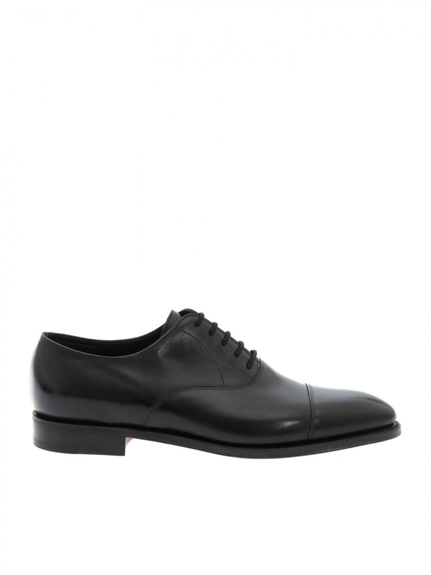 John Lobb Hand-Sewn Black Calf Leather Oxford Shoes