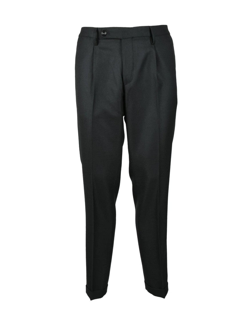 Michael Coal Tailored Black Trousers With Pressed Creases And Clean Front