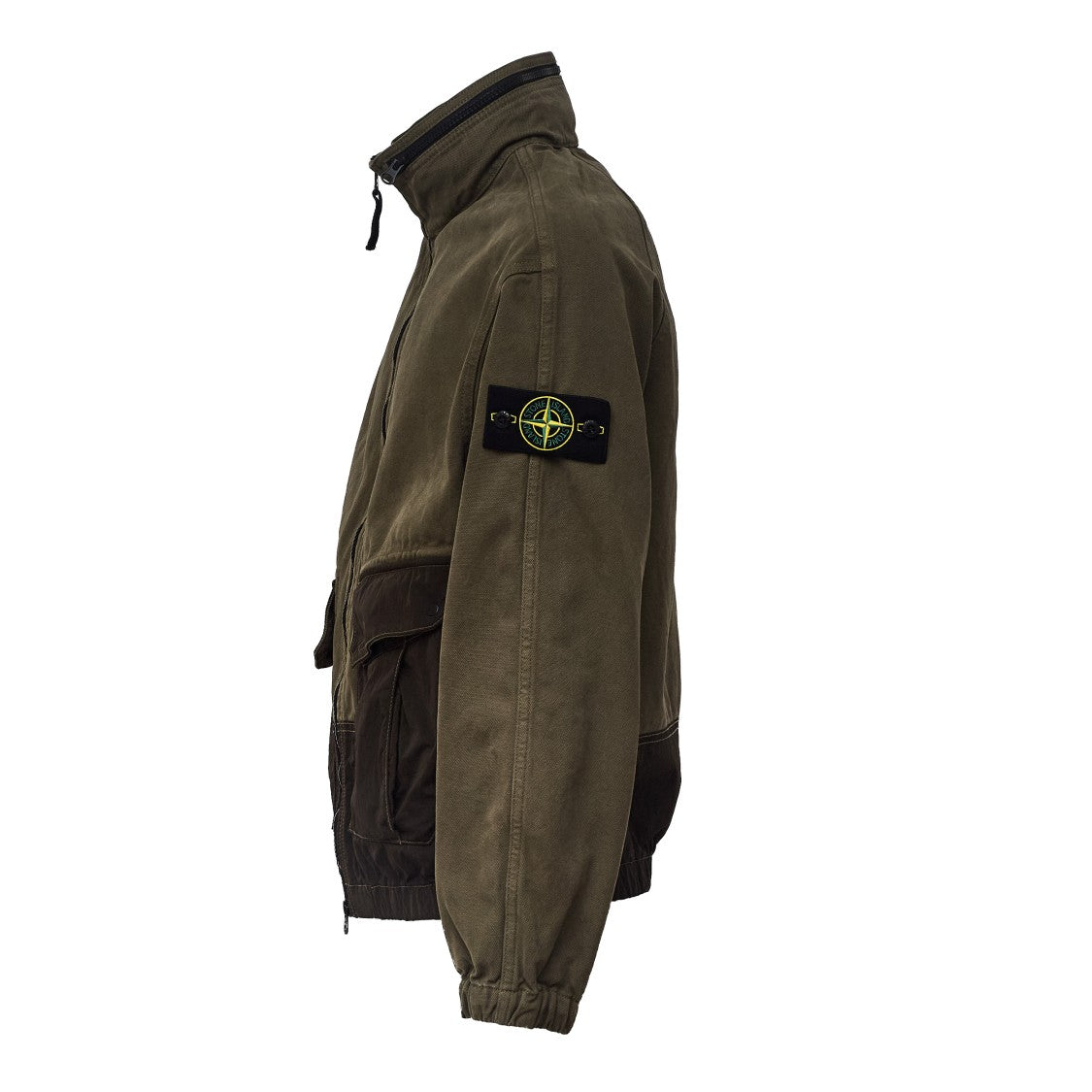 Stone Island Dual-Tone Overshirt With Zip Closure And Removable Logo Patch