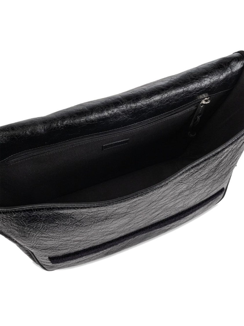 Balenciaga Textured Flap Closure Shoulder Bag With Spacious Interior