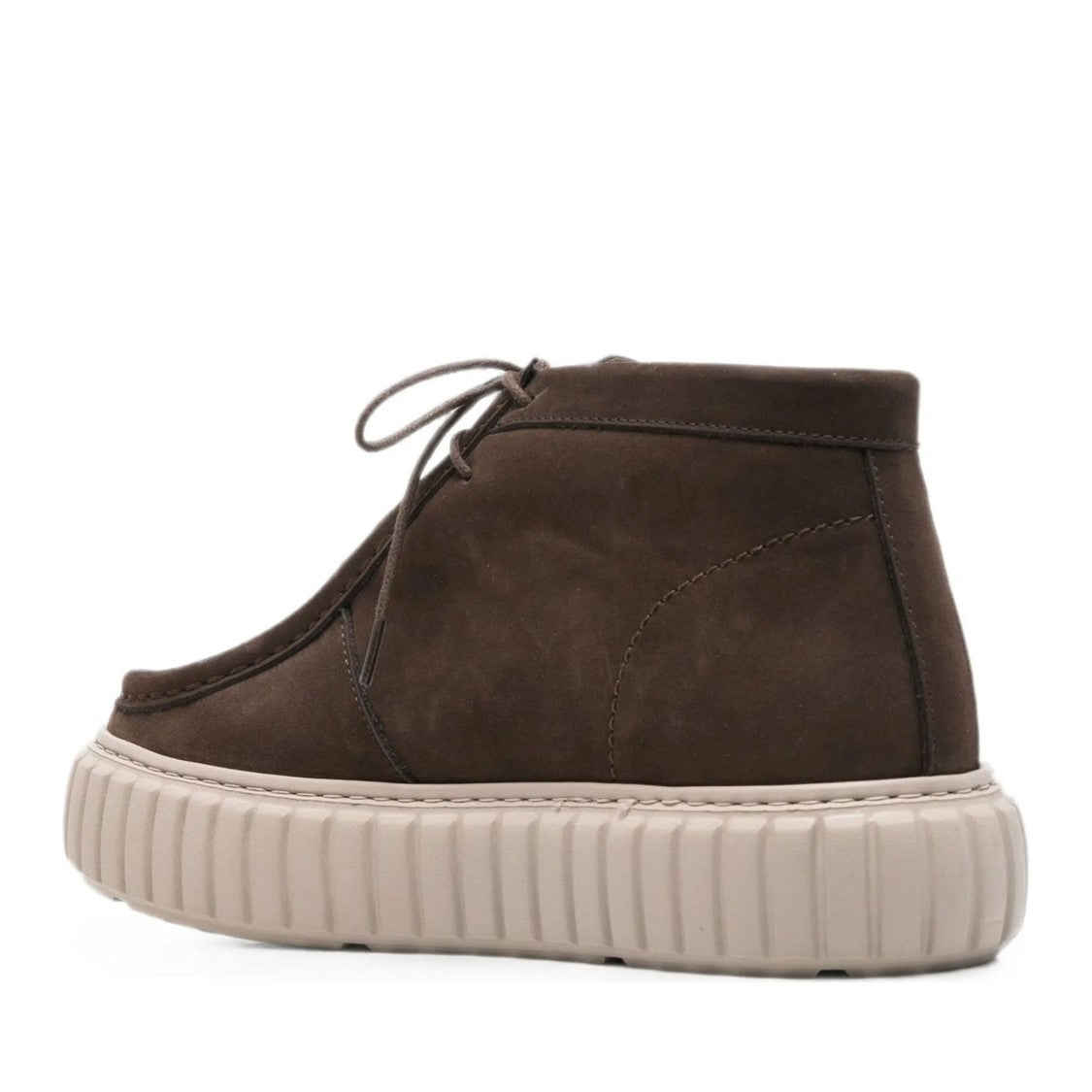Sergio Moretti Brown Moccasin-Stitched Lace-Up Leather Boots