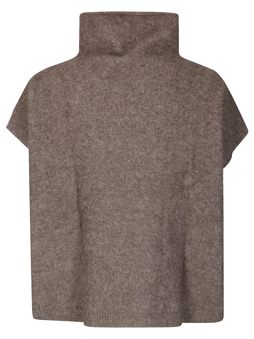 P.A.R.O.S.H. Soft Brown High-Neck Sweater With Cropped Fit