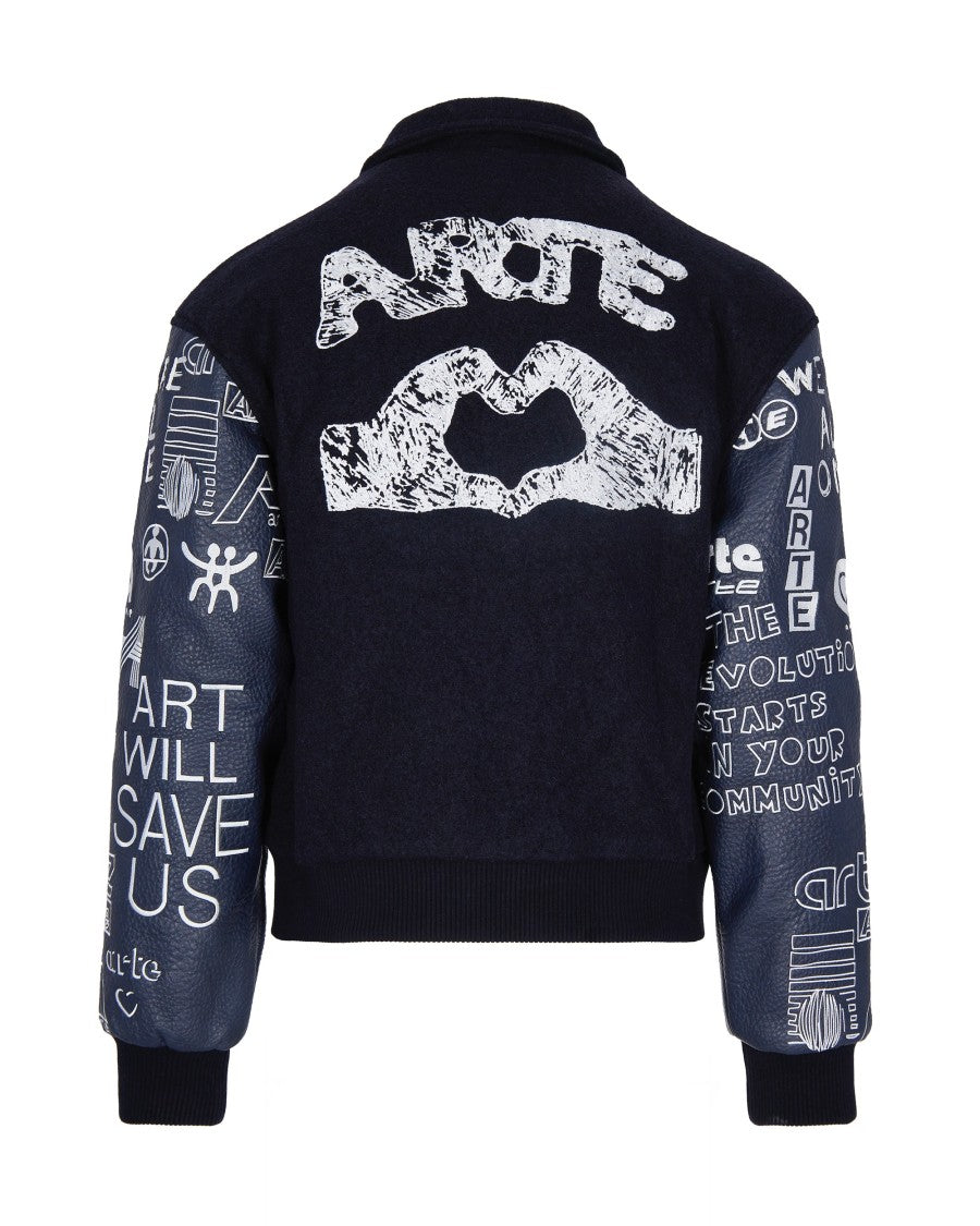 Arte Antwerp Graffiti Jacket In Varsity Navy