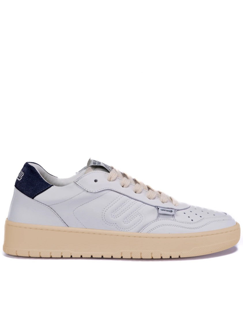 Evenu Minimalist White Leather Low-Top Sneakers With Embossed Detailing