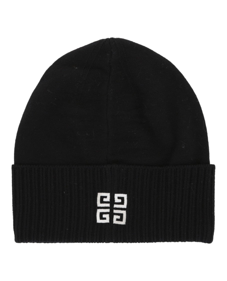 Givenchy Ribbed Wool Beanie With Distinctive Embroidered Logos
