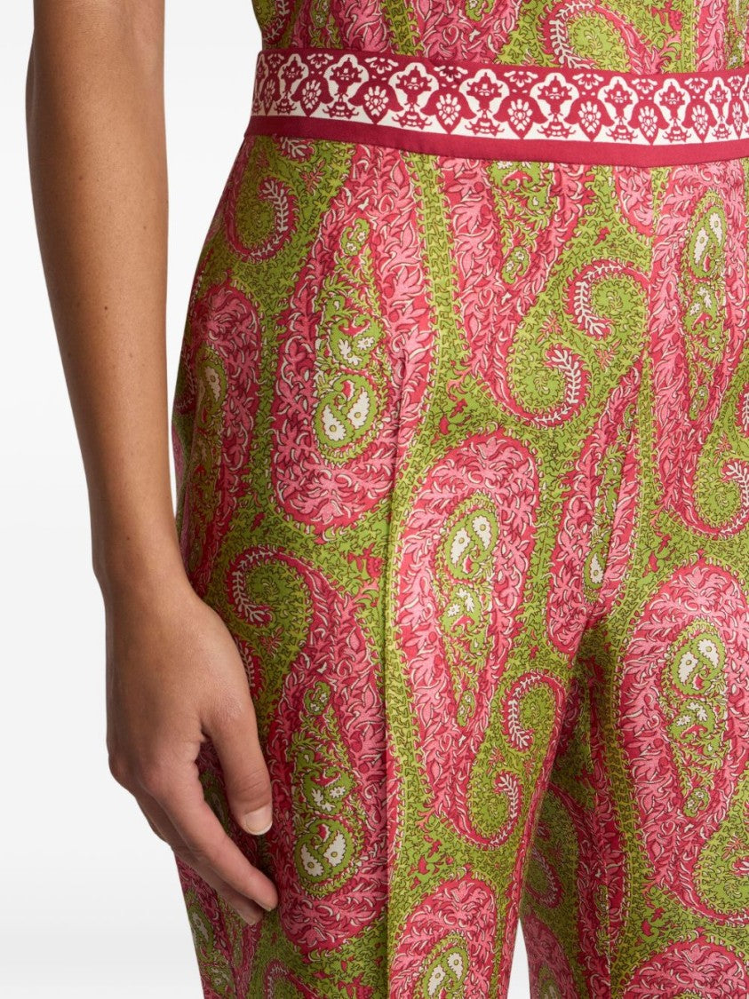 Etro High-Waisted Cropped Trousers With Geometric Paisley Print