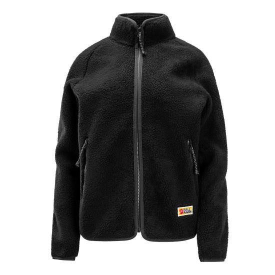 Fjallraven Kanken Textured Black Fleece Jacket With High Collar And Signature Logo