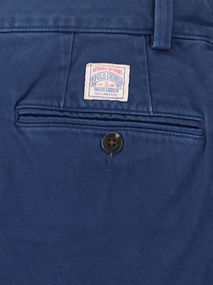 Polo Ralph Lauren Blue Mid-Rise Straight-Leg Cotton Pants