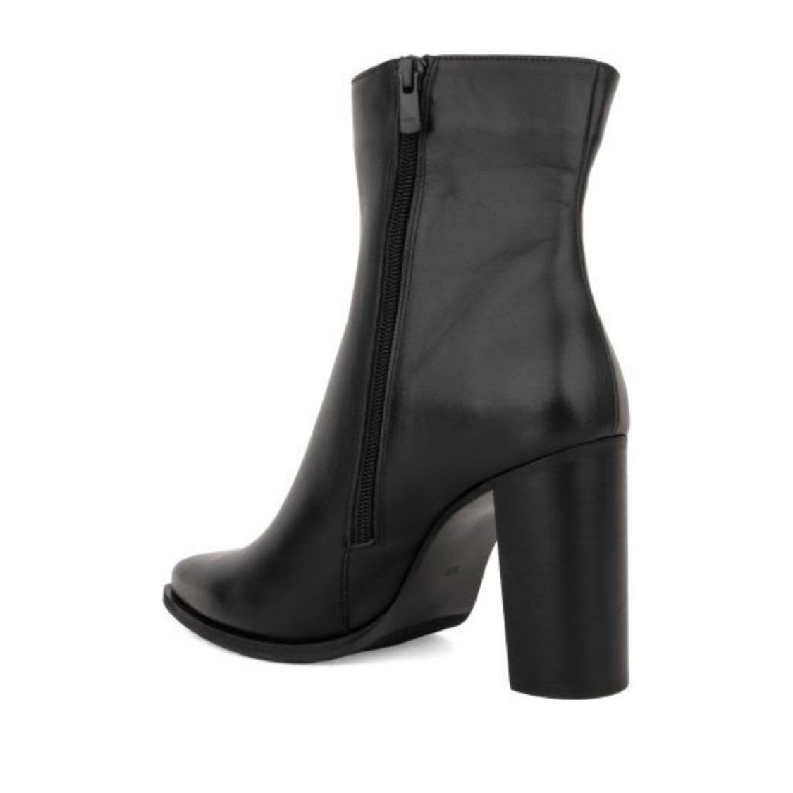 Sergio Moretti Black Pointed Toe High Block Heel Leather Dress Boots