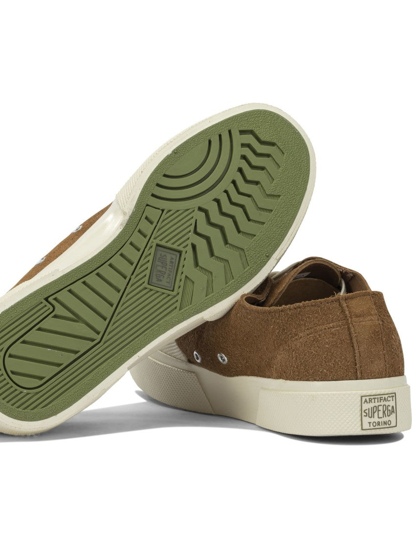 Superga Suede Leather Low-Top Sneakers With Textured Finish