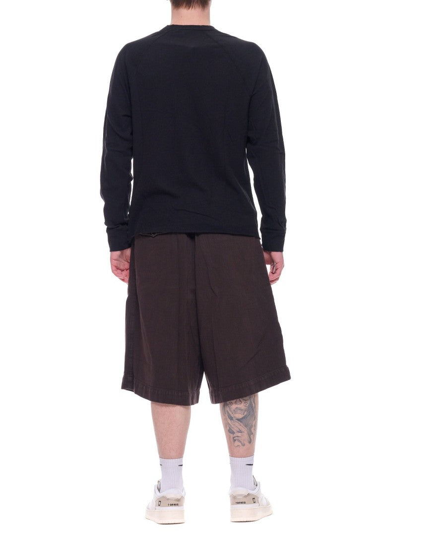 James Perse Black Cotton Long Sleeve Crew Pique T-Shirt