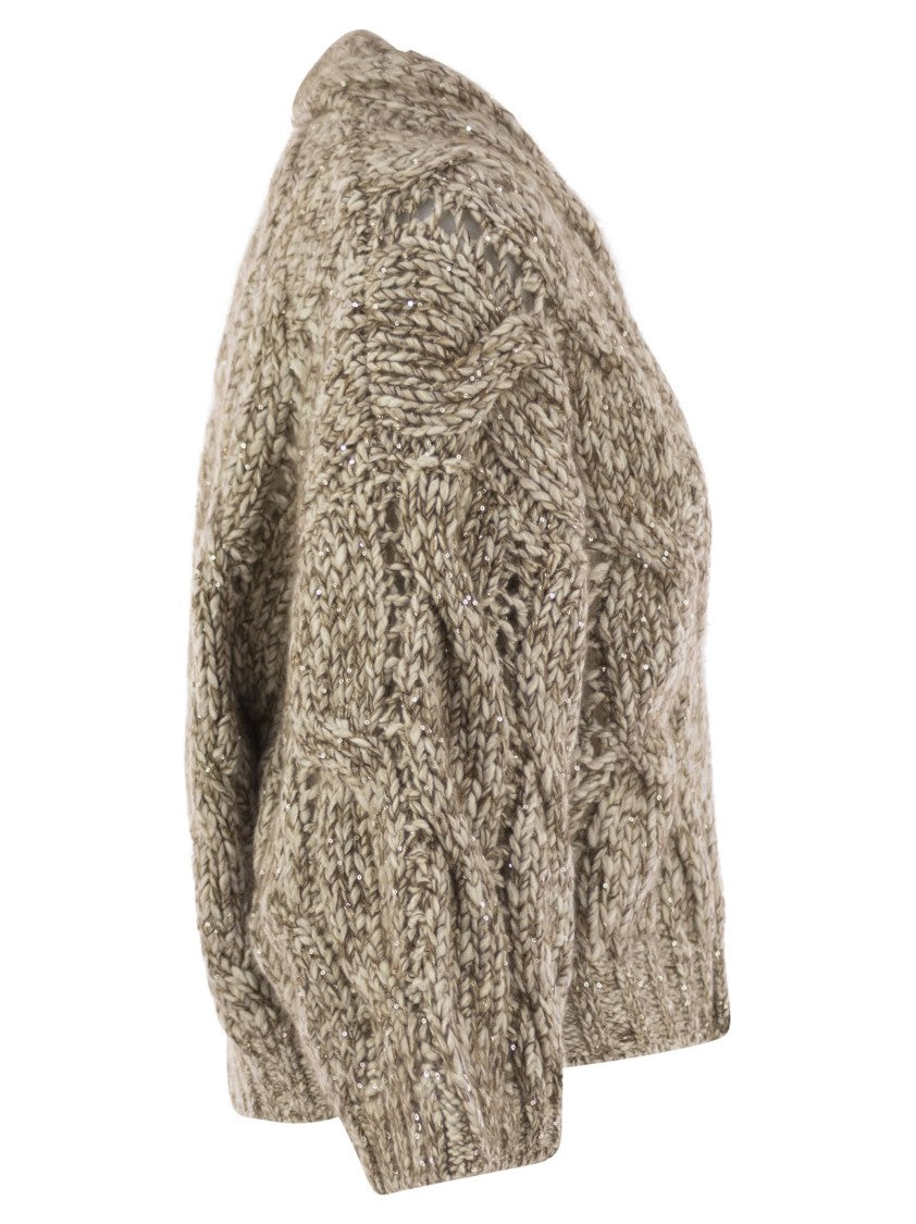 Brunello Cucinelli Dazzling Chiné Cardigan In Soft Wool, Cashmere