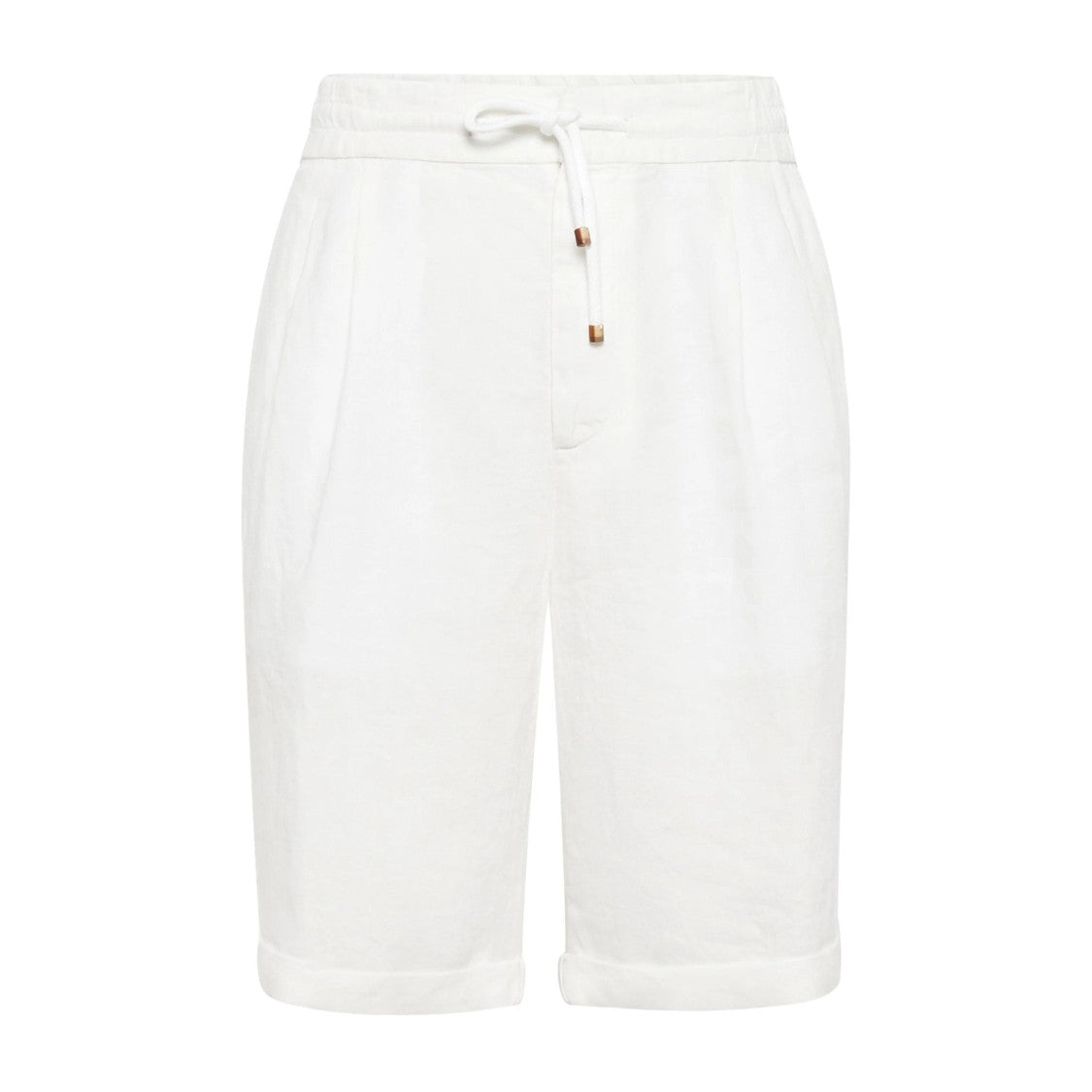 Brunello Cucinelli White Cotton Blend Shorts With Drawstring Waist