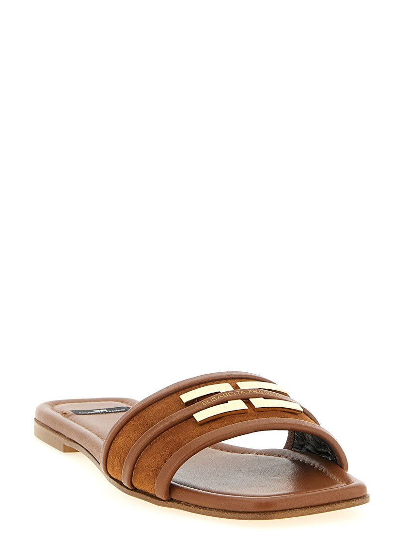 Elisabetta Franchi Suede And Smooth Leather Slides