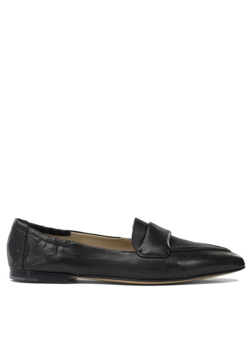 Pomme D'or Pointed Toe Black Calf Leather Loafers